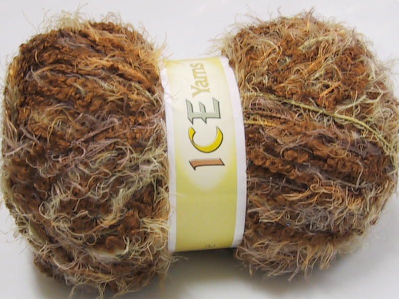 [fnt2-1257] Eyelash Boucle (Black, Orange, Green)