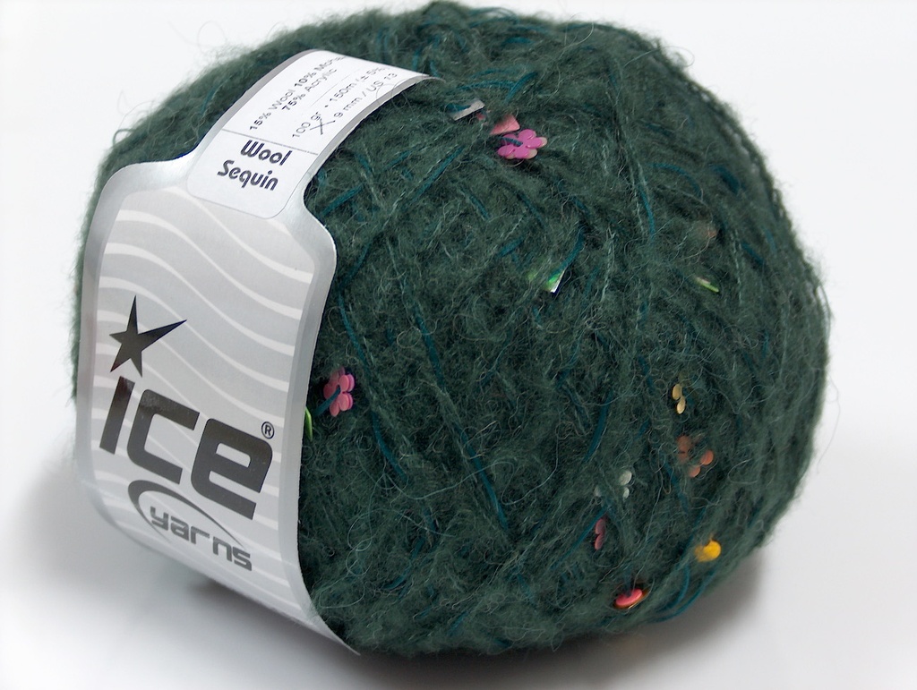 [fnt2-11104] Wool Sequin (Dark Green)