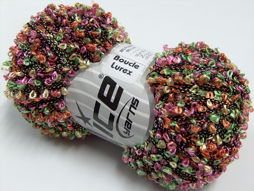 [fnt2-10575] Boucle Lurex 100gr (Green, Pink, Yellow, Orange)