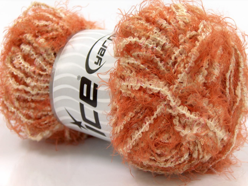 [fnt2-16555] Techno Crisp Lurex (Orange, Cream)