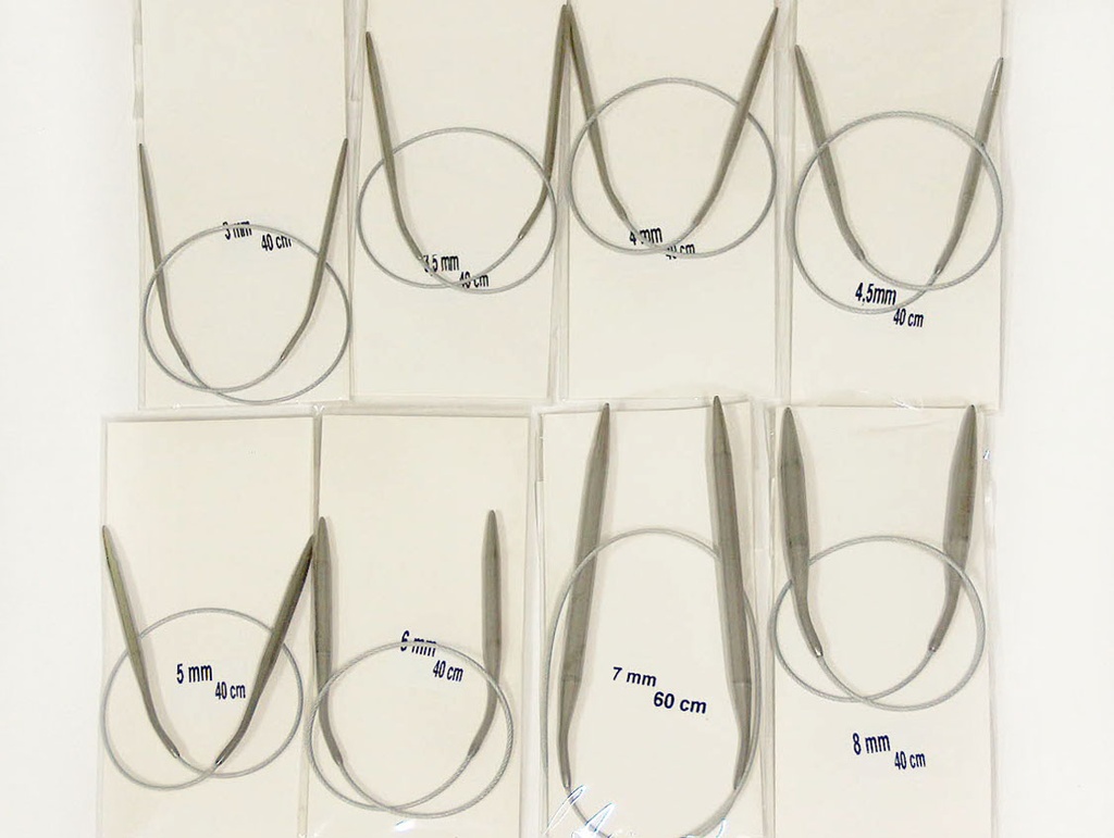 8 Sizes Set 40 cm Steel Circular Knitting Needles